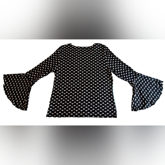 Adrianna Papell Y2K Whimsigoth Bell Sleeve Black Knit Top Size XL Flowy - Picture 4 of 8